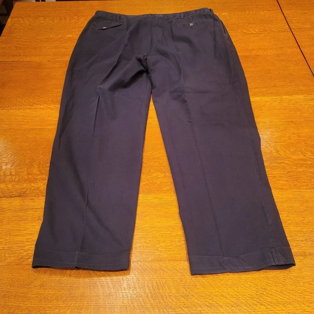 Polo By Ralph Lauren 100% Cotton Navy Blue Chinos 42x32 Pleated Cuffed
